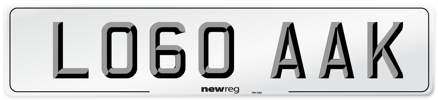 LO60 AAK Number Plate from New Reg
